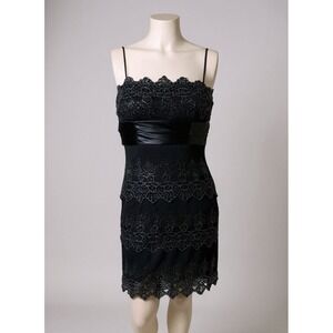 Masquerade y2K Whimsygoth Goth Fairy Black Lace Sequin Cocktail Dress Size 5/6